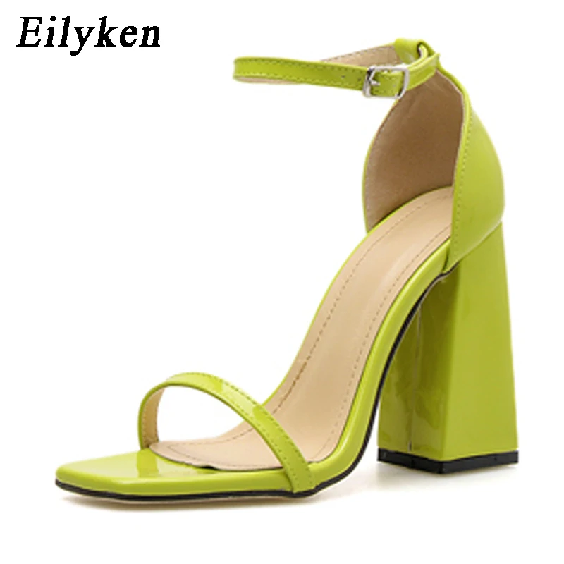 Eilyken/2021 г. Новые Модные флуоресцентные зеленые женские сандалии на ремешке с