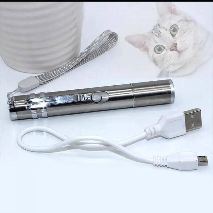 2 в 1 USB Перезаряжаемый светодиодный фонарик красного цвета, забавная ручка-указатель для детей, игрушка для домашних животных-M25