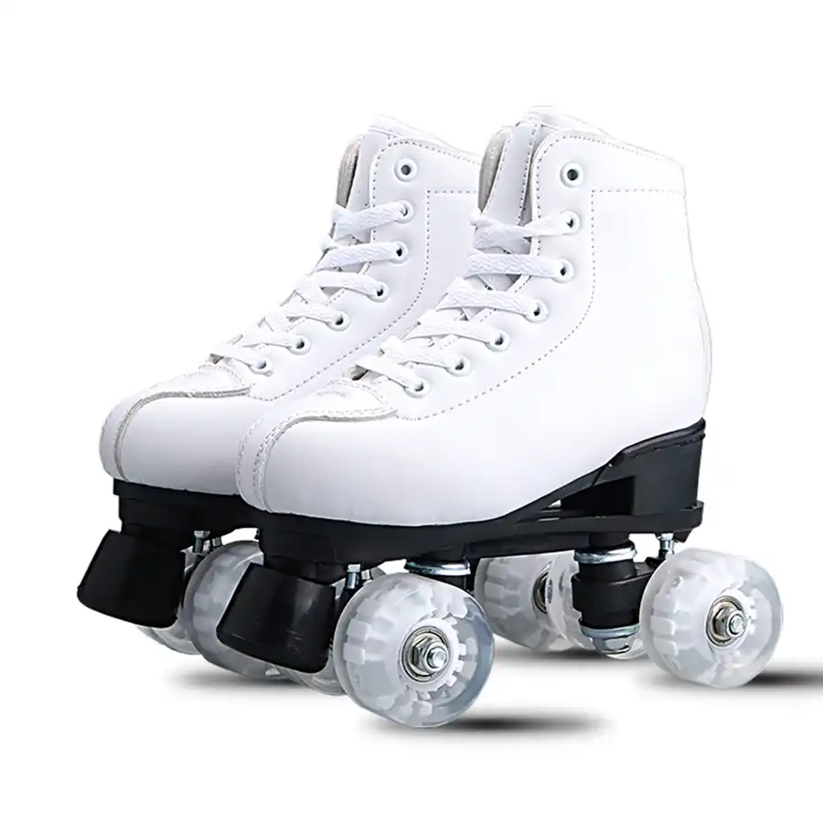 black and white with pattern adult double row cowhide skates