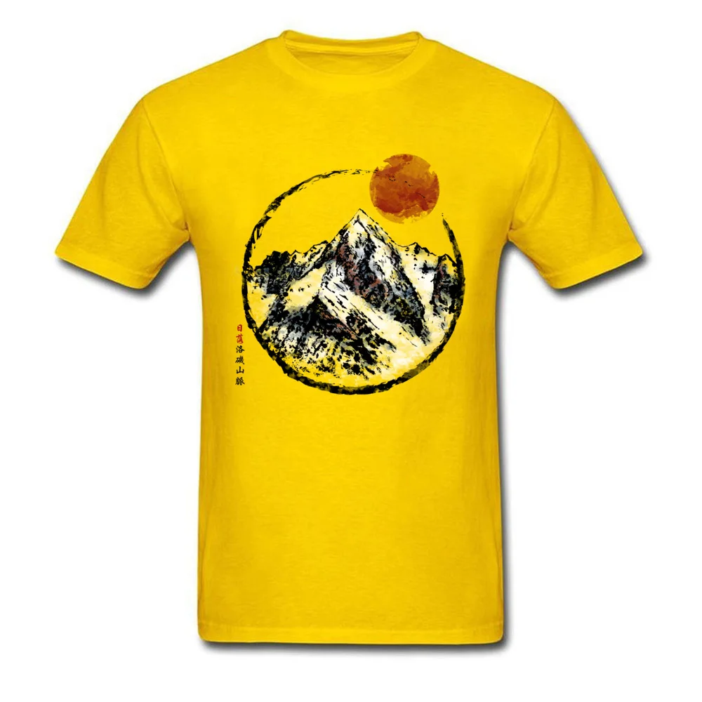 Short Sleeve Tees Crewneck Cotton Fabric Men Top T-shirts Sunset in Rocky Mountain 3D Printed Tees New Coming Drop Shipping Sunset in Rocky Mountain yellow