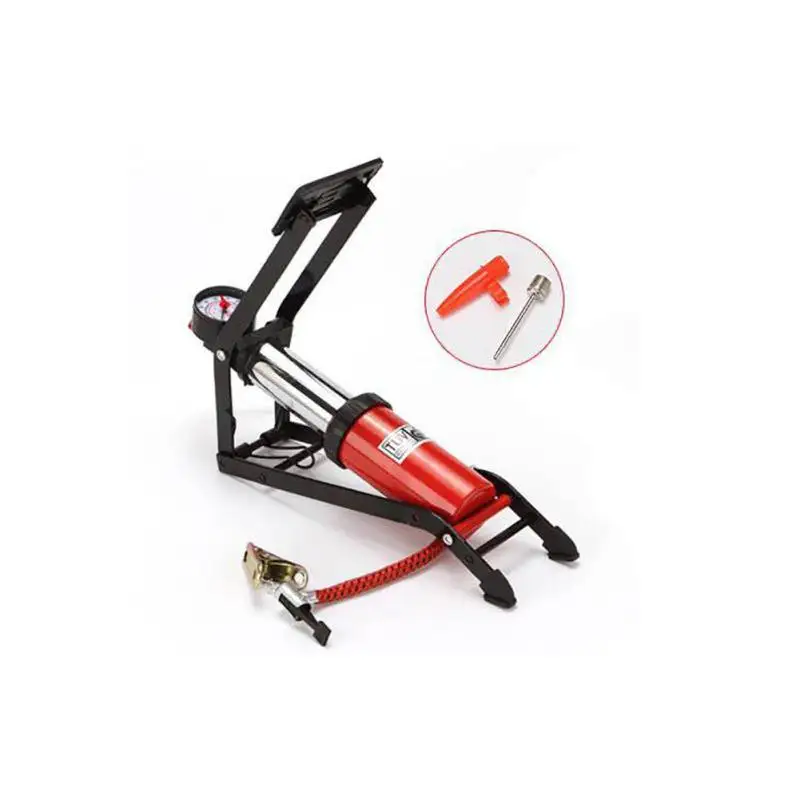 Portable High Pressure Tire Air Inflatable Pump Foot Inflator With Gauge For Car Motorcycle Bike