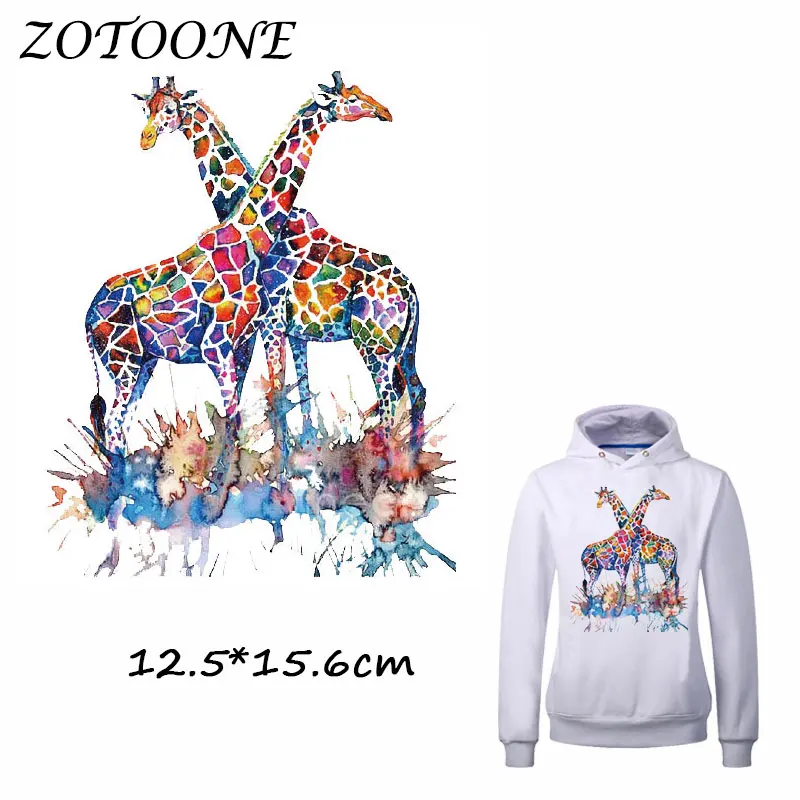 

ZOTOONE Colorful Giraffe Patch for Clothes T Shirt Ironing on Patches Stickers DIY Heat Transfer Accessory Washable Appliques C