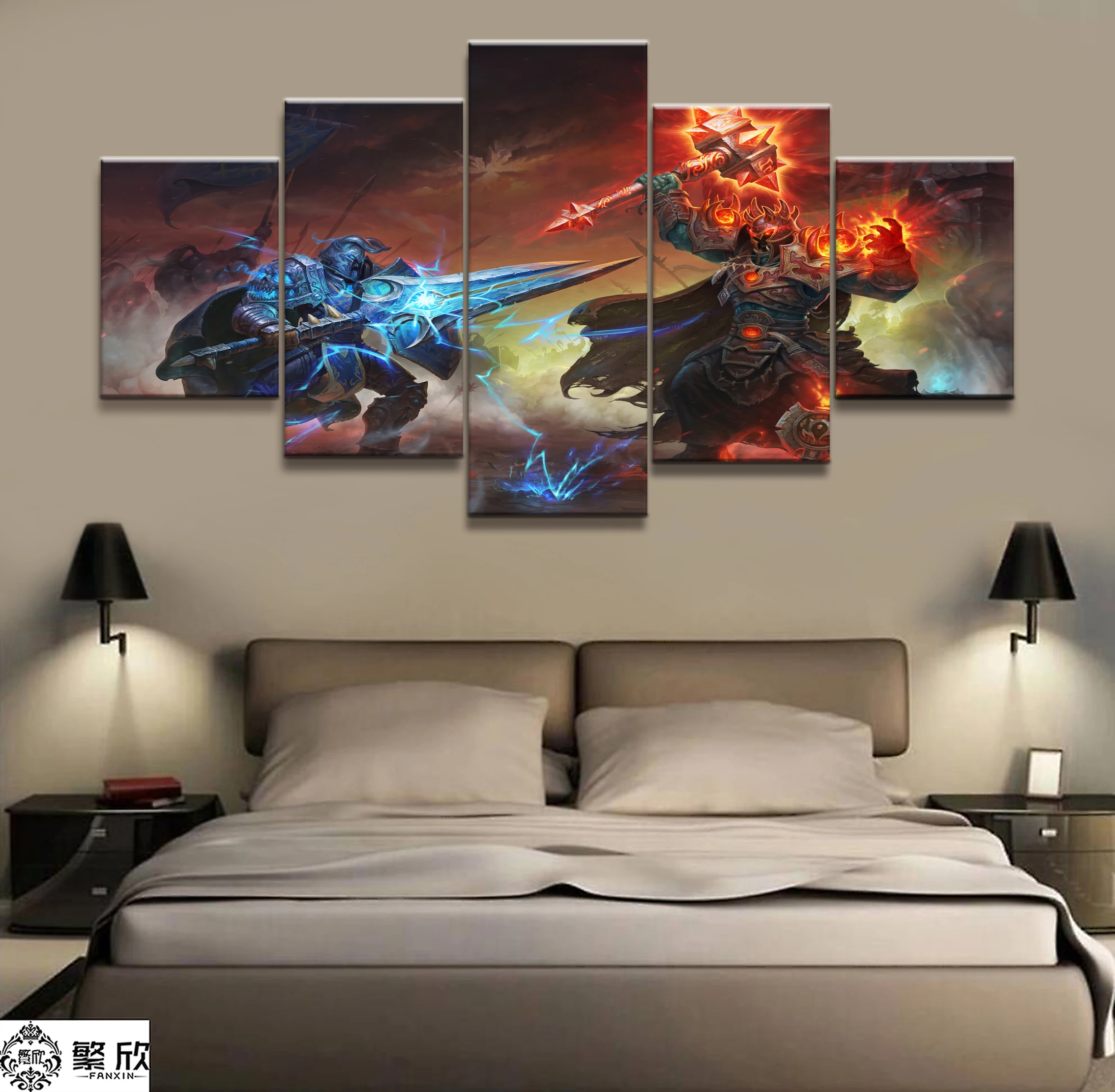  5 Piece Video Game WOW Warcraft DOTA 2 Painting Poster Decorative Mural Art Room Wall Decor Canvas 