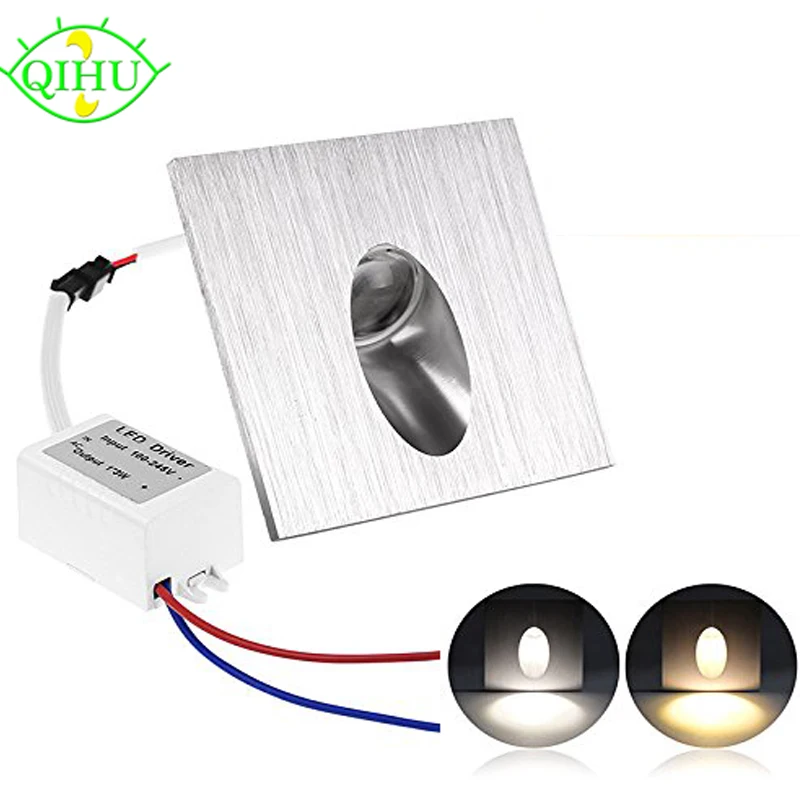 

AC 100-245V Wall Lamp 1W Square LED Recessed Porch Pathway Step Stair Light Basement Bulb Led Spot Light Modern Home decoration