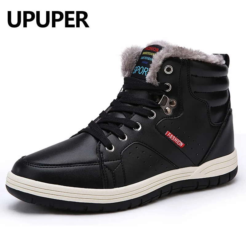 

UPUPER Men's Winter Boots Waterproof Winter Warm Ankle Botas Hombre Direct Selling Large Size 45-48 Leather Snow Boots For Man