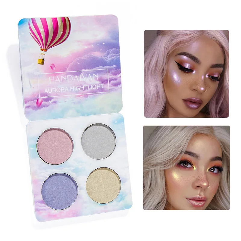 

2019 Sale Highlighter Handaiyan Four Color Eye Shadow High Chameleon Highlights Powdery Cake Grooming Plate Polarized Glow Kit