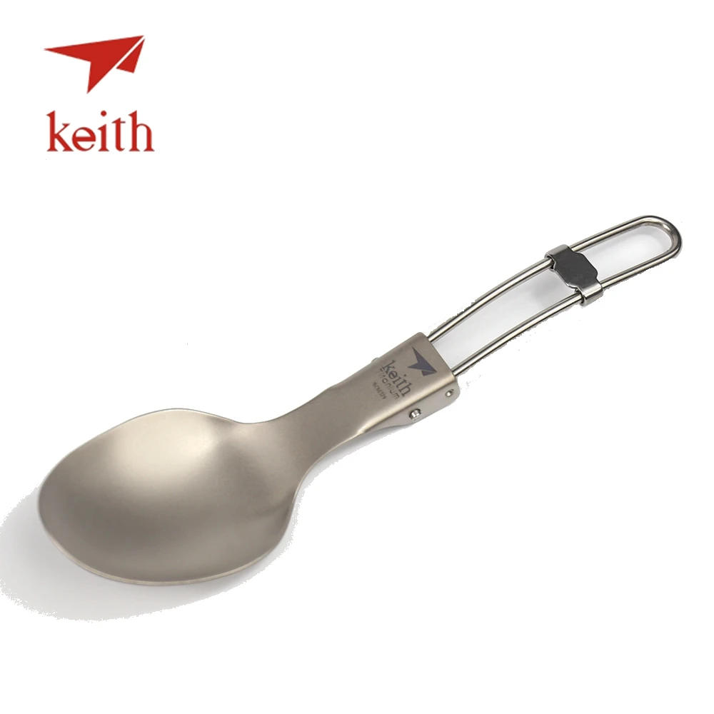 Keith 티타늄 접이식 스푼, 휴대용 야외 캠핑 수저, 여행 식기, 피크닉 하이킹, 편리한 티타늄 스푼, 20g