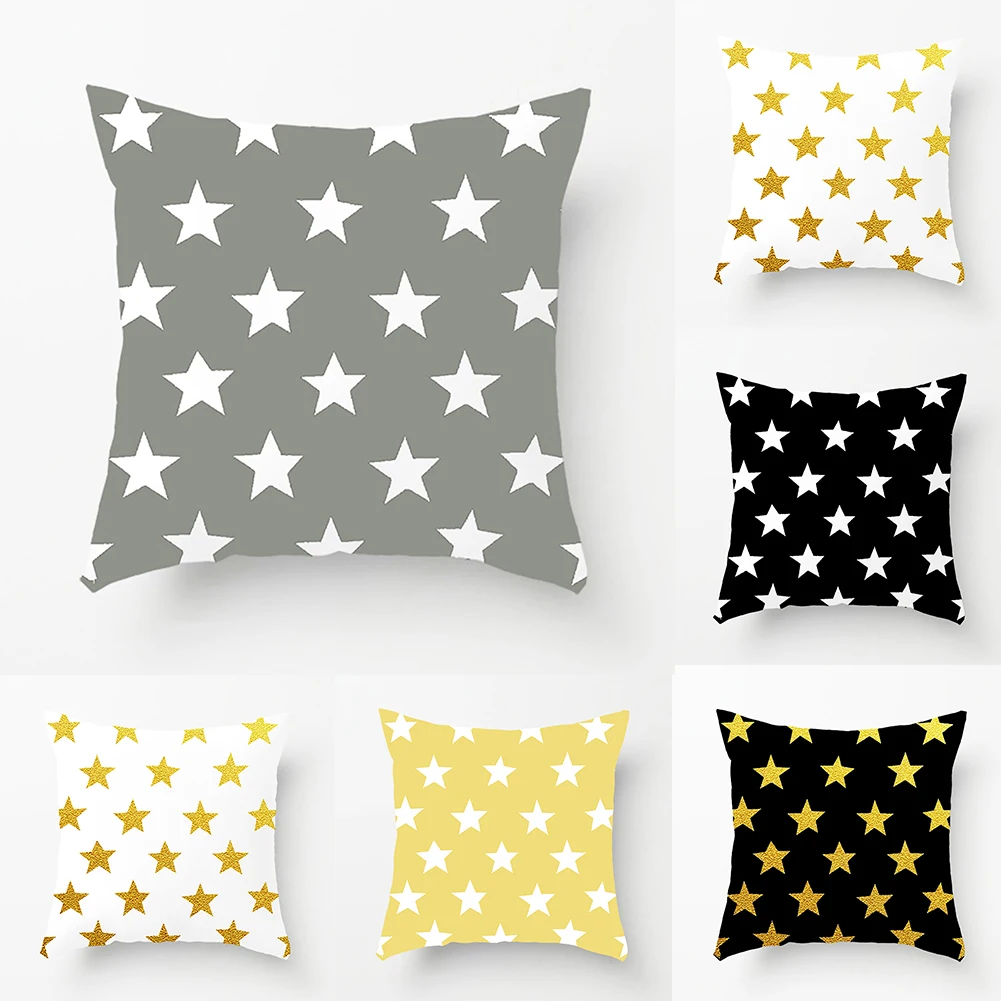 

45cm x 45cm Stylish Stars Pattern Soft Throw Pillow Cases White Pillow Cover For Bedroom Home Office