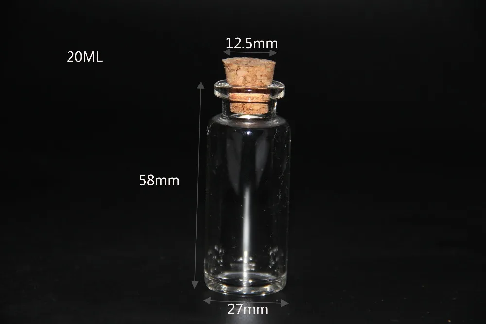 20X 15ml 20ml 23ml 25ml 30ml 50ml 110ml Glass Bottle Vial Empty Sample Jar with Cork Message Vial Wedding Wish Bottle glass jar 6