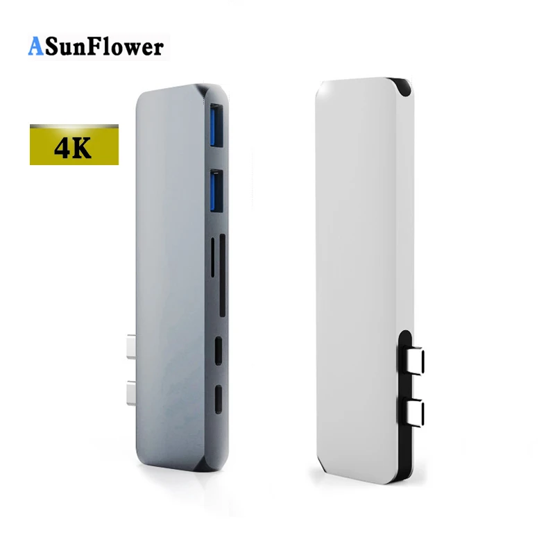 

USB HUB Dual Type-C Port To HDMI 4K Adapter For MacBook Pro 2016/2017/2018 ThunderBolt 3 PD Charging USB C Hub Type-C Interface