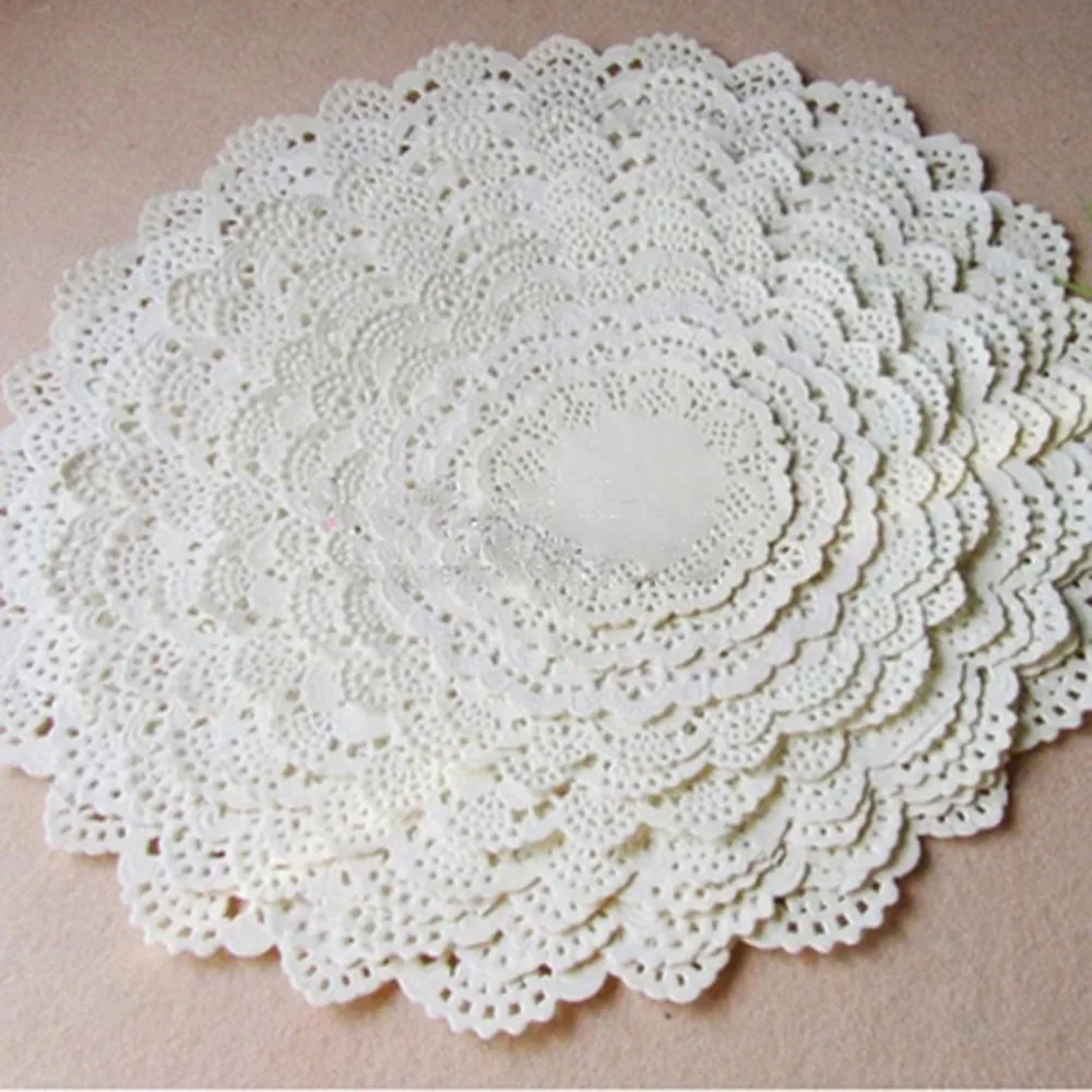 

100Pcs 11.4-26.7cm Cute Round Lace Paper Doilies Craft Cake Placemat Wedding Birthday Prom Party DIY Decoration