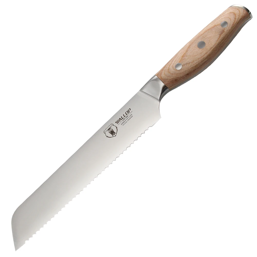 

WALLOP Bread Knife - German Din 1.4116 stainless steel Cake Slicing Carving Kitchen Knife - Ergonomic Natural Wooden Handle- 8''