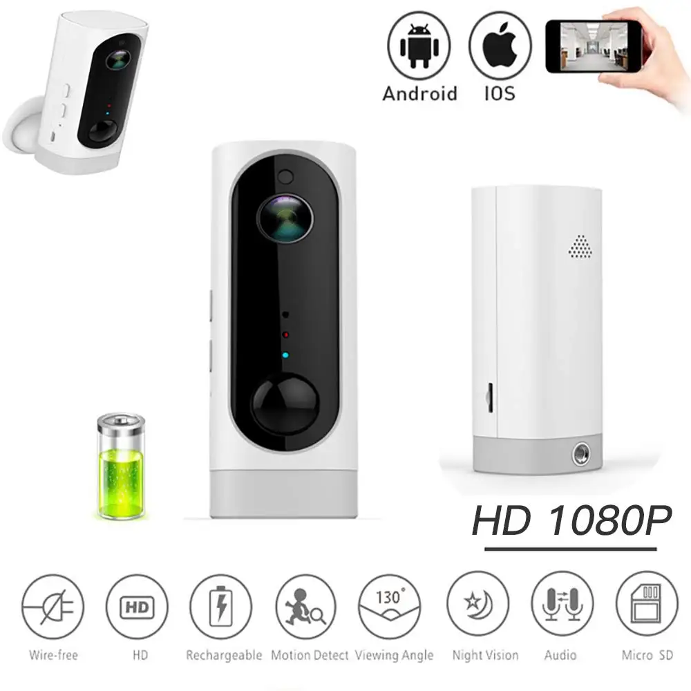 Беспроводная камера с питанием от аккумулятора, перезаряжаемая 1080P WiFi IP CCTV система видеонаблюдения для домашнего питомца с ночным висоном