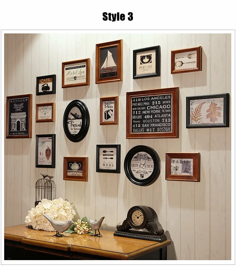 Modern 16pcs Lot Black Coffee White Wood Photo Frame Art Home