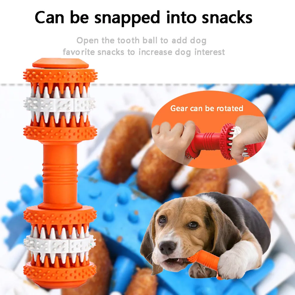 

ISHOWTIENDA Dumbbell Molar Stick Dog Effective Cleaning Teeth A Stick That Can Hold Food Dog toy interactive toys orange