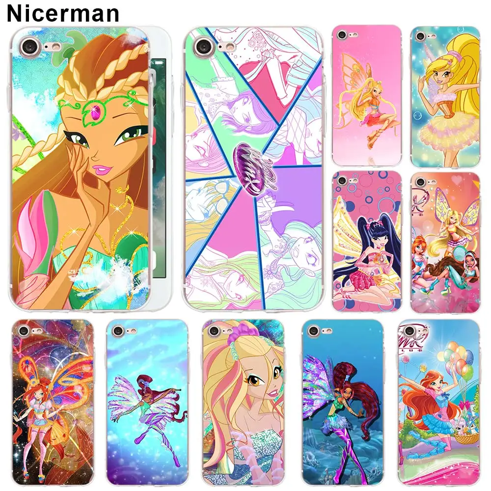 

Clear TPU Case for iPhone X XS XR XS Max 7 8 Plus 6 6s Plus 5 5S Cover rainbow Winx Club poster Soft Silicone case
