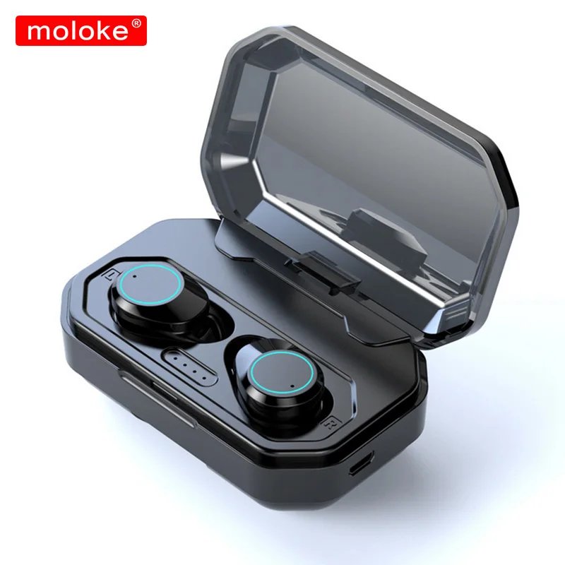 

moloke Bluetooth headset TWS Earbuds Wireless Earphones Stereo Headset With Mic and Charging Box