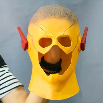 

Latex Rubber Helmet!Superhero The Flash Lightning Lad Wally West Fullhead Cover Cosplay Halloween party in stock free shipping