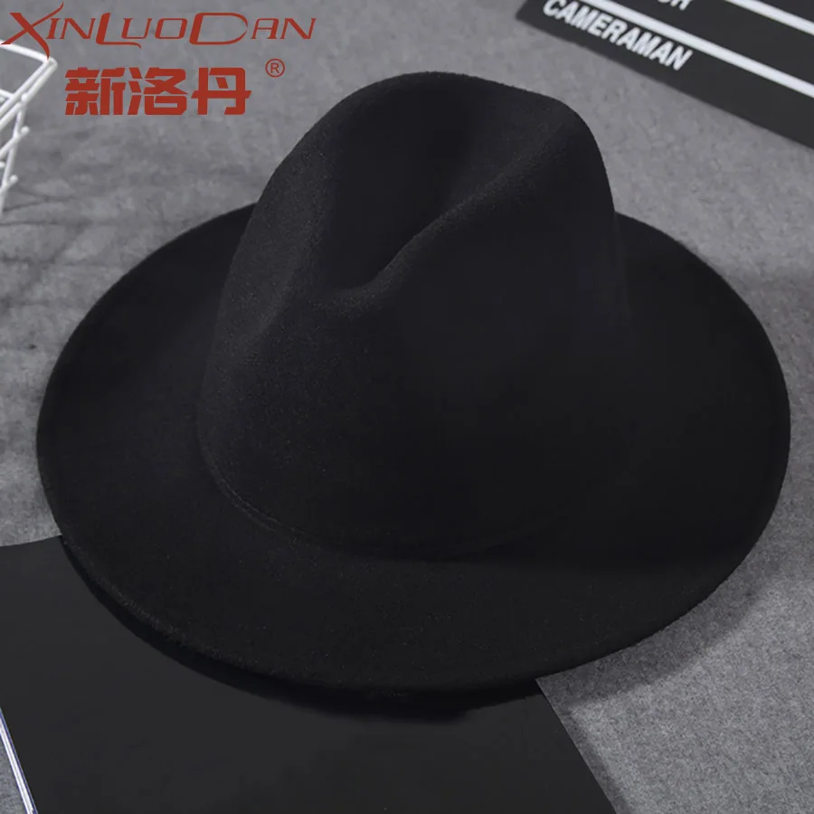 

Wool Wide Brim Fedora Pure Felt Bowler Hat Dome Bucket Hat For Women British Style Feminino Jazz Church Vintage Men Fedora Hat