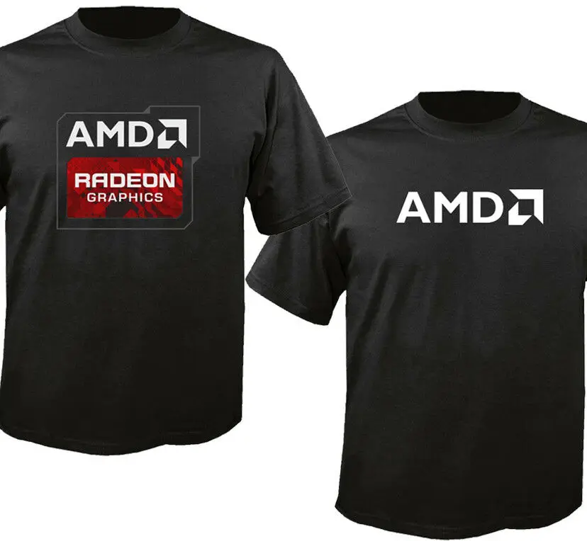 AMD Radeon Graphics черная хлопковая футболка с коротким рукавом DD|Футболки| |