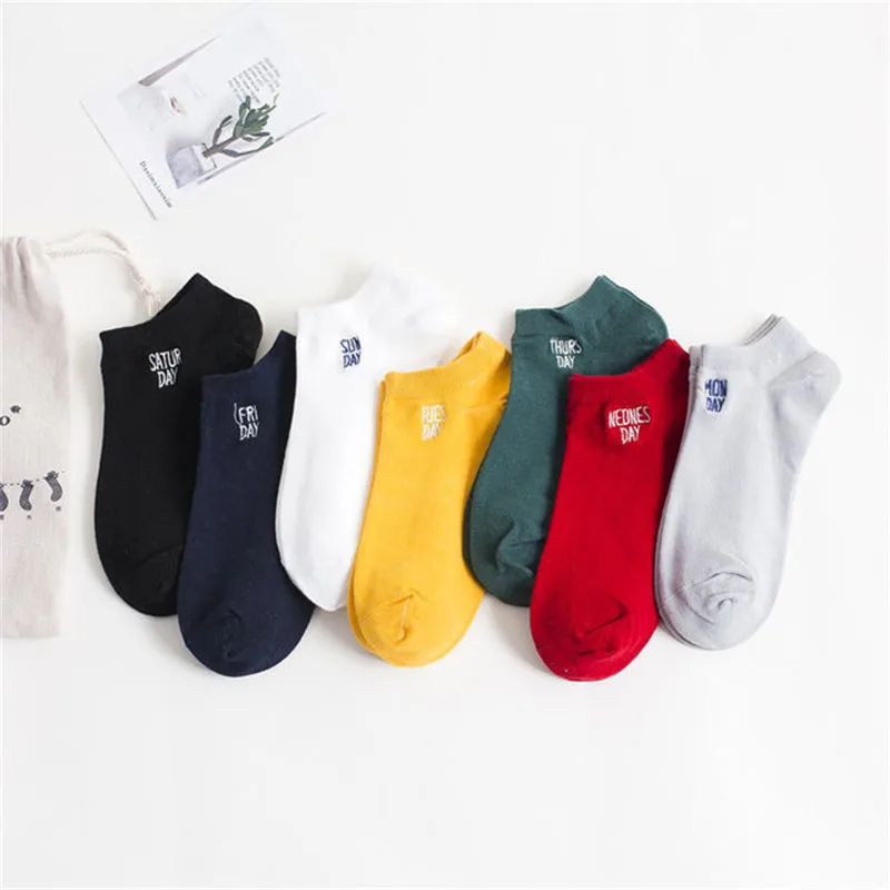 

Recommend !! socks women cotton 7pairs/lot spring summer and autumn 7 colors cotton week sock women's funny short socks