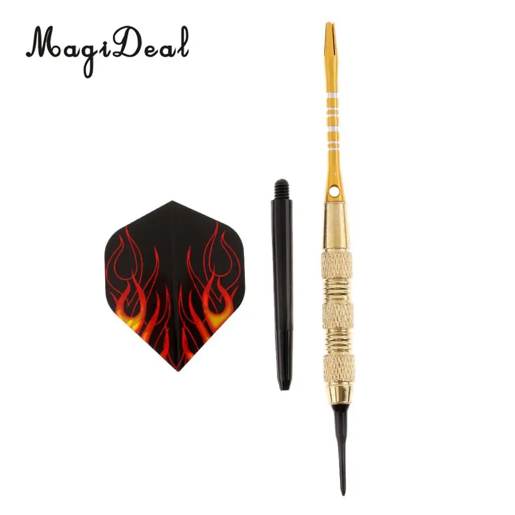 MagiDeal 3 Pieces Professional Soft Tip Darts Electronic Darts Iron Barrels, Aluminum Alloy and Nylon Shafts, PET Flights