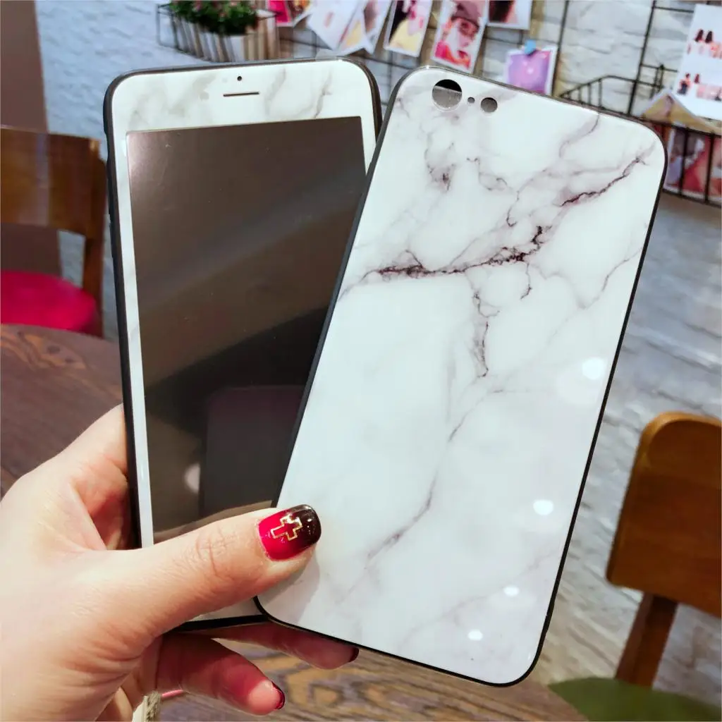 

Marble Pattern Screen Protector For iphone X XS Tempered Glass Protective Film+Phone Case for iPhone 6 7 8 Plus 6s Glass Cover