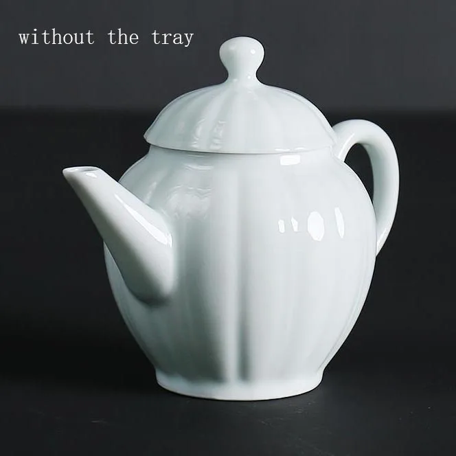 Цзиндэчжэнь нефритовый фарфор Gaiwan чайный горшок офисный чайный набор кунг-фу посуда чайная чаша рукоять чайник кофе молочный горшок Декор - Цвет: B