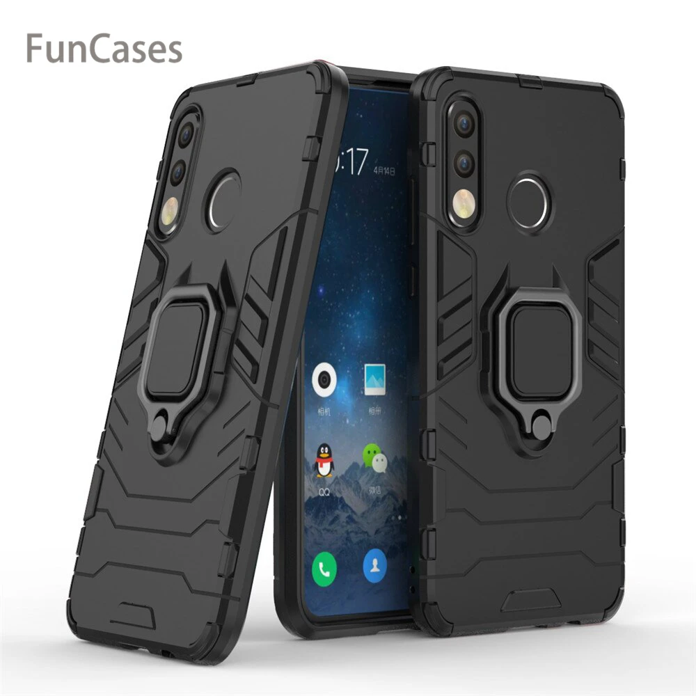 

For Huawei P30 Lite Case Cover Silicone TPU and Hard PC Luxury Armor Shockproof Metal Ring Holder Case For Huawei P30 Lite