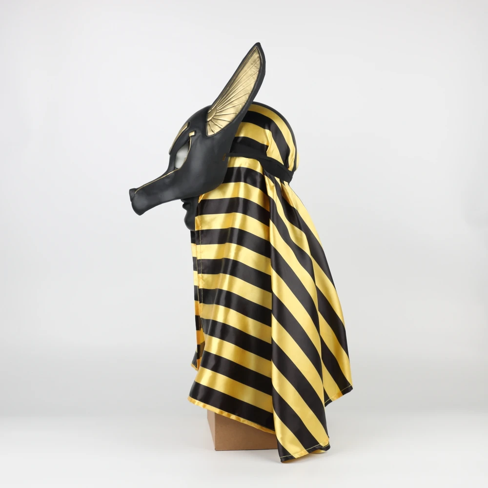 Egyptian Anubis Cosplay Face Mask With Headscraf PVC Canis spp Wolf Head Jackal Animal Masquerade Party Halloween Fancy Dress (5)