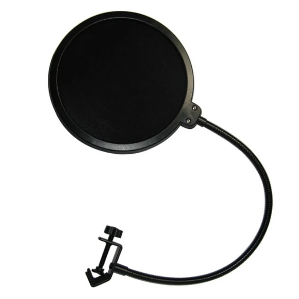 Professional MPF 6 6 Inch Clamp On Microphone Pop Filter Bilayer Recording Spray Guard Double
