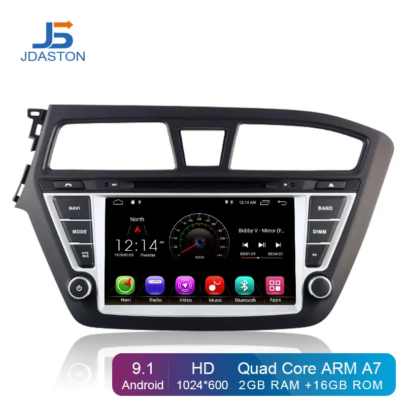 

JDASTON Android 9.1 Car DVD Player For HYUNDAI i20 2015 Multimedia GPS Navigation 2 Din Car Radio Audio Steer Wheel WIFI RDS Map