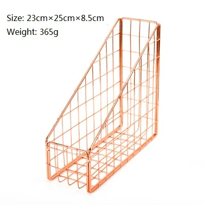 Розовое золото Гальваническое железо Настольный стеллаж полка файл журнал коробка офисная стойка канцелярские принадлежности Органайзер держатель - Цвет: rose gold