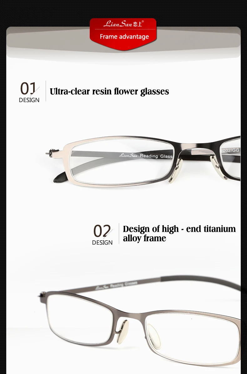 Liansan Ретро Титан сплава очки Очки для чтения для женщин Для мужчин Брендовая Дизайнерская обувь дальнозоркость пресбиопии L2001 L2002