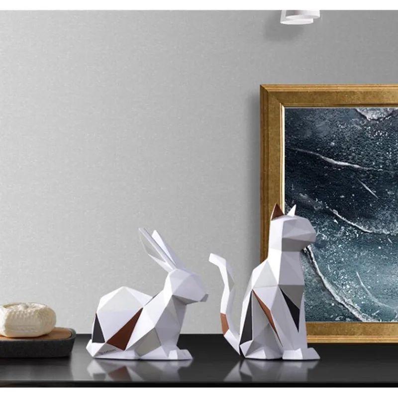  Nordic Modern Geometric Rabbit Cat Animal Creative Home Interior Furnishings Living Room Bedroom Ar - 4000031333736