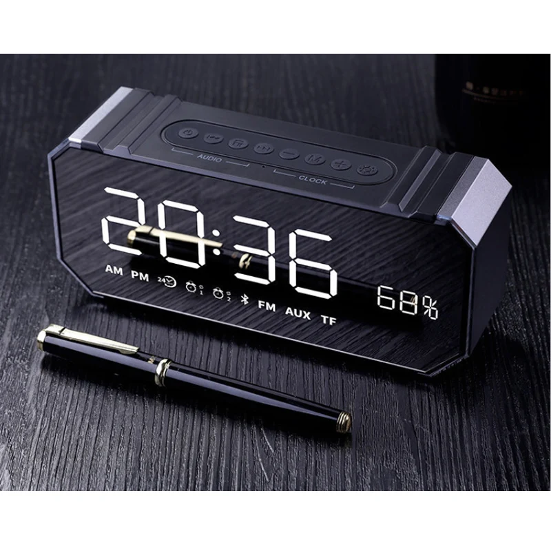 

DG100 bluetooth speaker clock led Wireless speaker Mini Mirror Wireless Speaker radio reloj despertador