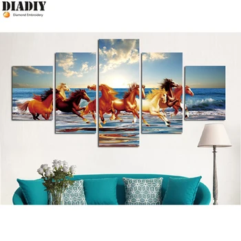 

5pc Full Square&round drill 5D DIY Diamond embroidery Brown Horse Diamond Painting Cross Stitch Rhinestone Mosaic decor gift