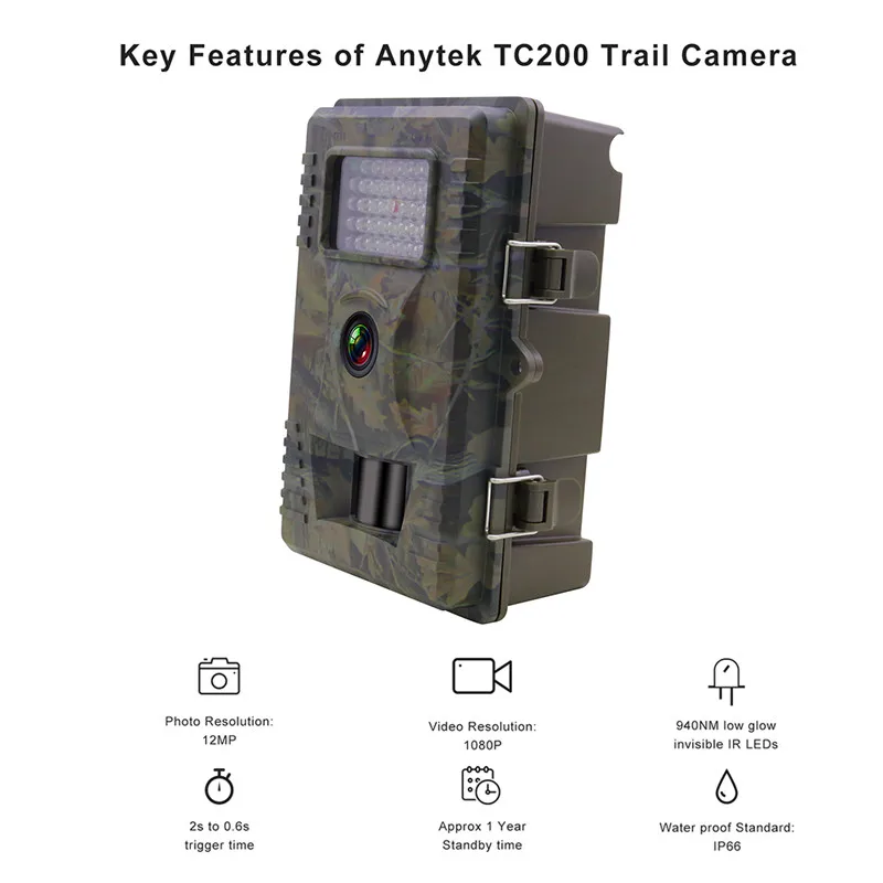TC200 HD охотничья камера 1080 P инфракрасное ночное видение тепловизор охотничья камера s для наблюдения в дикой природе ловушки для фотоаппаратов
