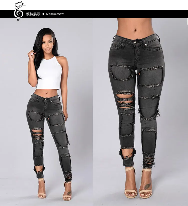 

Sexy jeans for women hole pencil new fashion 2017 spring women's pencil pants pantalon womenjeans woman pantalon pour femme