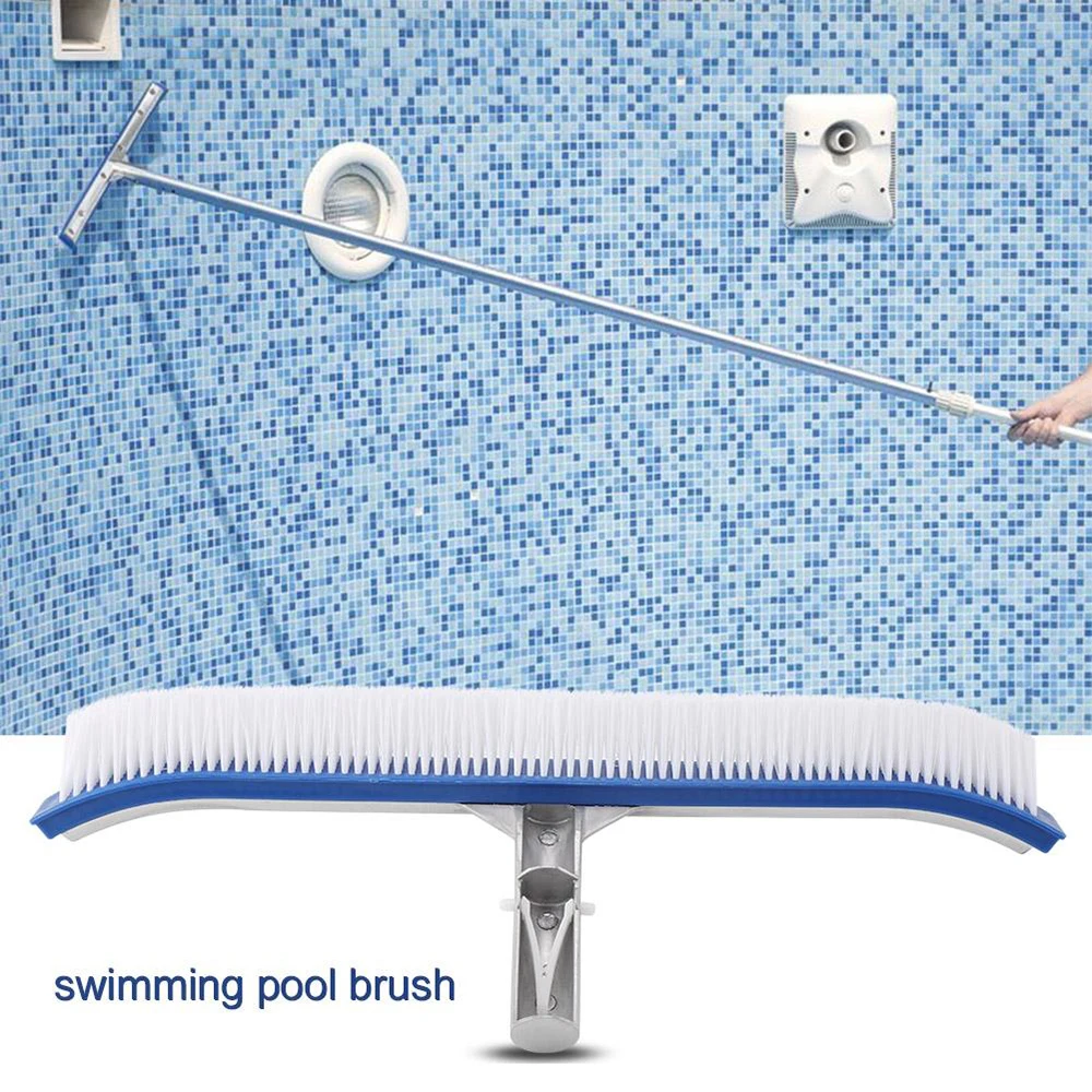 Durable 18in Swimming Pool Wall Brush Cleaning Tool Aluminum Handle for Pond Spa Hot Spring Pools Algae Remover Scrubber Outdoor