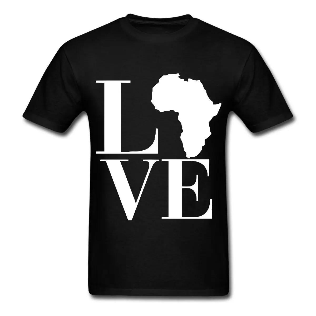 Customize Tee Shirts Regular Love Africa Continent Crew Neck Short-Sleeve Mens Tee Shirt