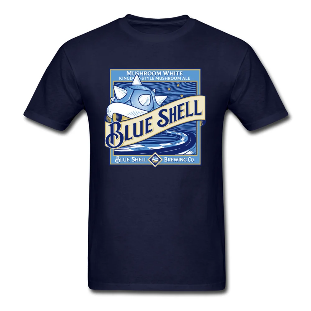 blue shell beer 6837 T-shirts for Men Print Thanksgiving Day Tops Shirts Short Sleeve Classic Sweatshirts Crew Neck 100% Cotton blue shell beer 6837 navy