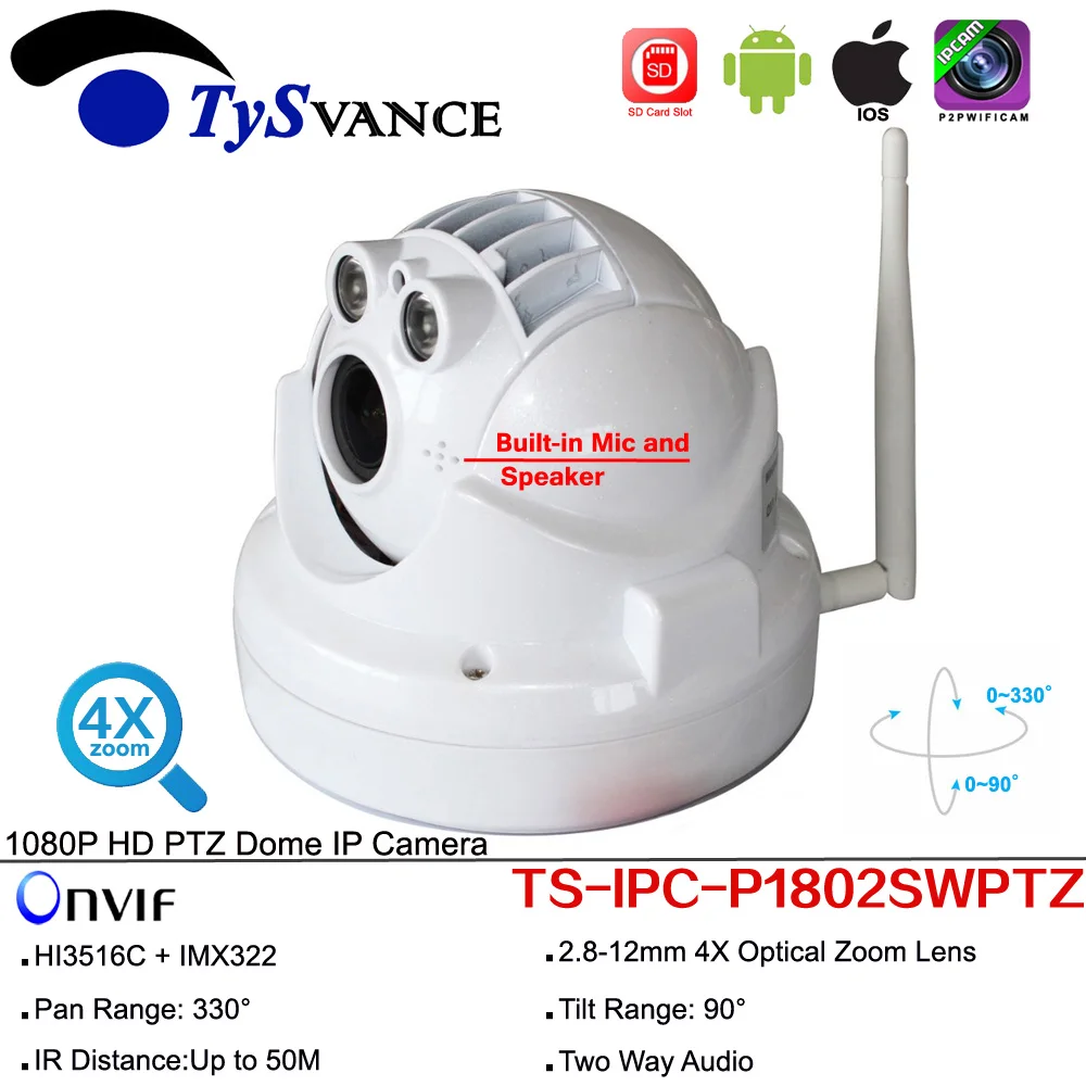 

Full HD 1080P 2MP 960P Wireless Wifi Pan Tilt MINI PTZ 4X Zoom Dome IP Camera CCTV ONVIF Two Way Audio Security Surveillance