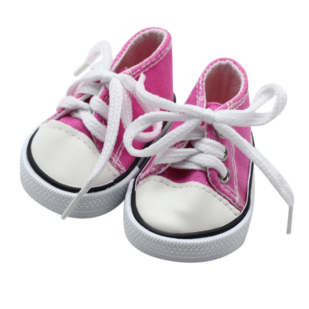 7 см кукольная обувь джинсовые кроссовки для кукол Модная Джинсовая парусиновая мини-игрушка обувь для 1" куклы 43 см куклы детские куклы DIY обувь - Цвет: rose pink