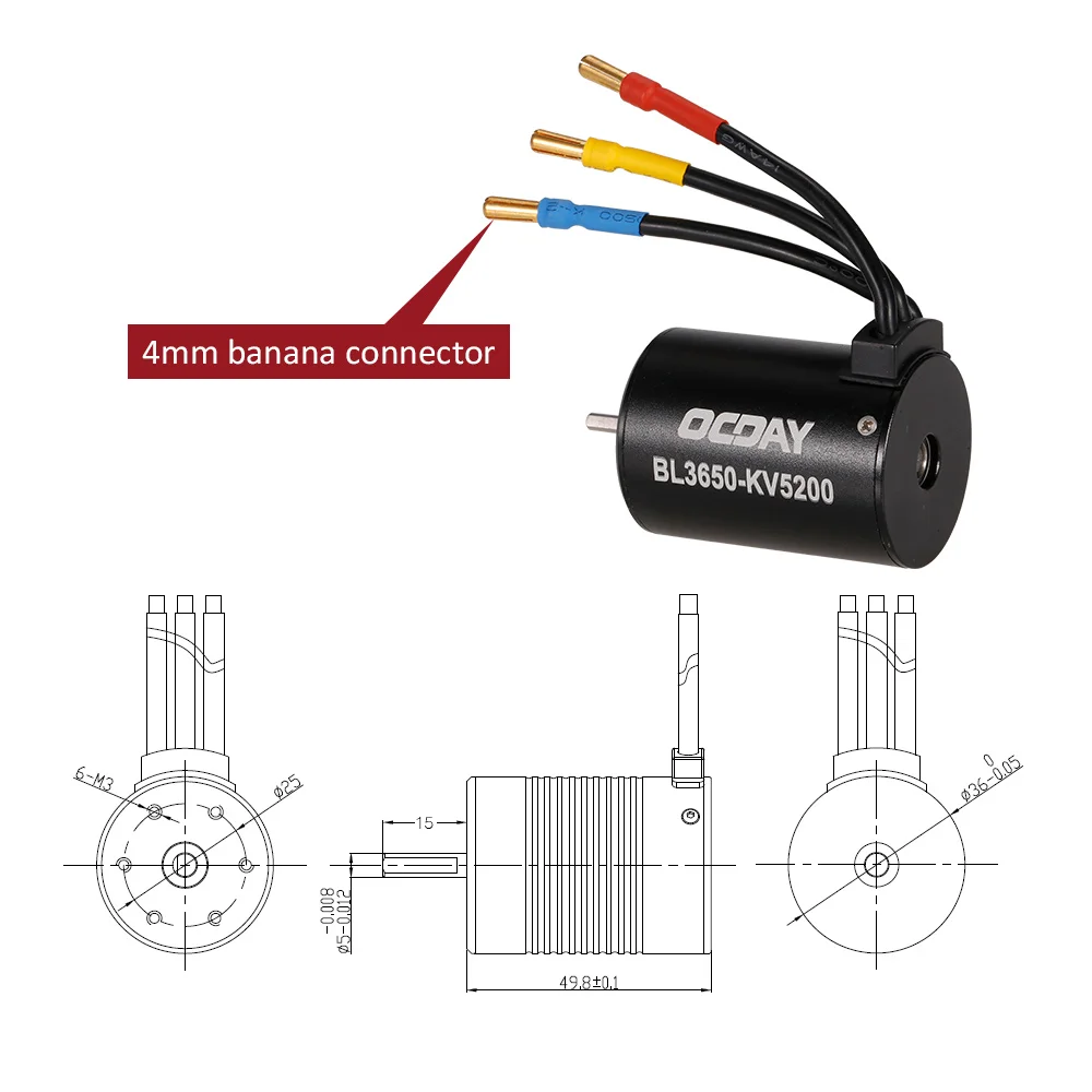 3650 5200KV 3900KV Metal RC Brushless Motor Sensorless Motor for 110 RC Car Truck Vehicle RC Rock Crawler Accessories Part (1)