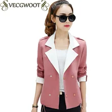 Весна и осень Для женщин Мода Пиджаки для женщин Новинка года одежда с длинным рукавом Короткое пальто свободные двойной грудью большого размера для отдыха Пиджаки для женщин ko09
