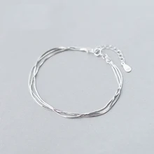 AMOURJOUX Мода г. 925 пробы серебро Многослойные змея цепи браслеты для женщин серебро 925 ювелирные изделия девушки подарок на день рожден