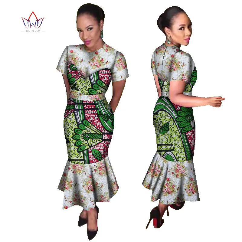 Плюс Размеры летние платья женские Традиционные Африканские модные Костюмы Африка Воск Дашики тонкий вырезать сексуальное хлопчатобумажное платье WY1752