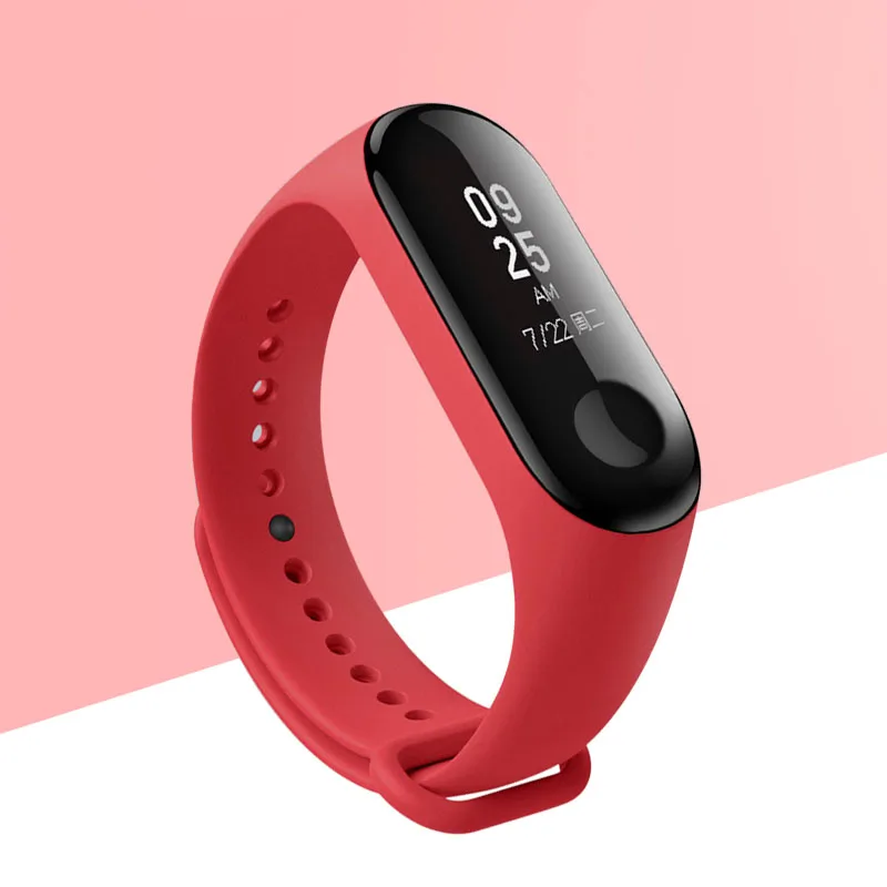 Ремешок для Xiaomi mi 3 4, силиконовый браслет для mi Band 3, умные часы, цветной сменный Браслет - Цвет: Red