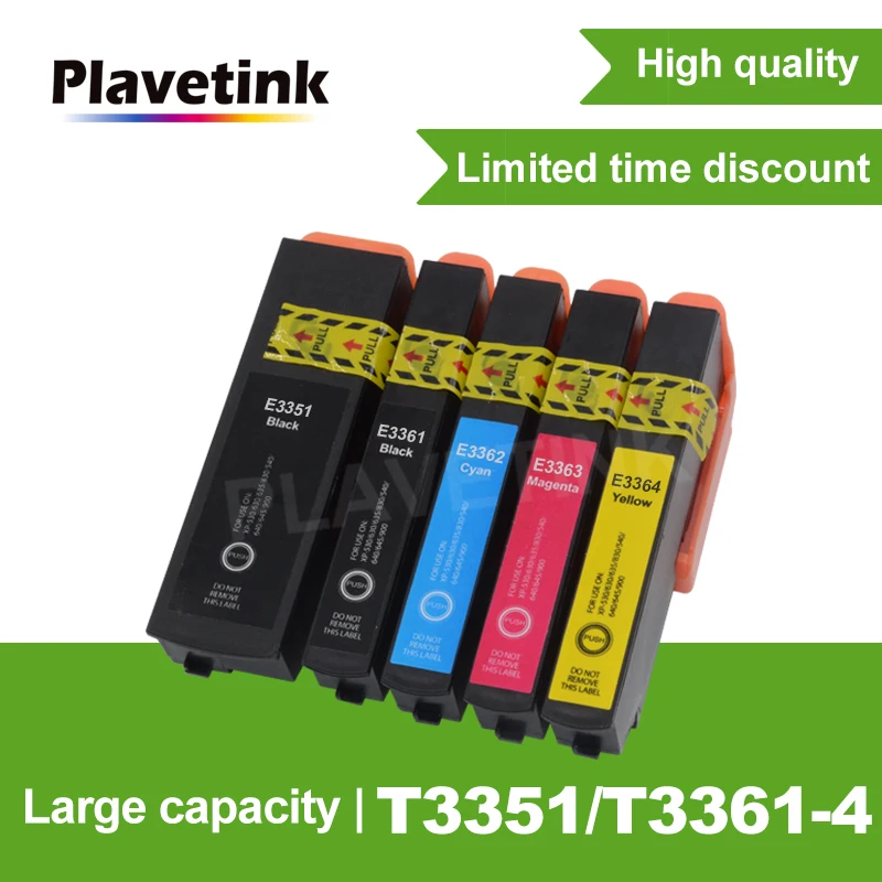 

5 Pack T33 33XL T3351 - T3354 Ink Cartridge Compatible For Epson Expression Premium XP-530 XP-630 XP-635 XP-640 XP-830 XP-900